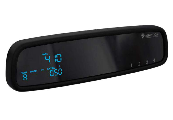 Spiegeltaxameter Semitron P6S2 Taxameter der Marke Semitron GR für den Taxi / Mietwagen Betrieb.